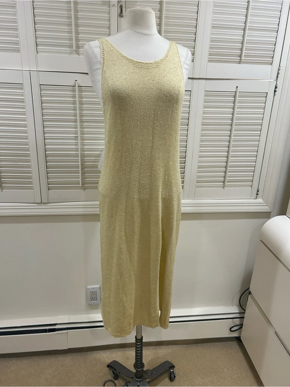 Light Yellow Knit Tank Dress - Women